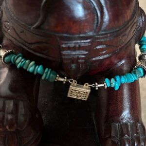 Turquoise and silver colored Beaded chain 7” not sure??Body jewelry